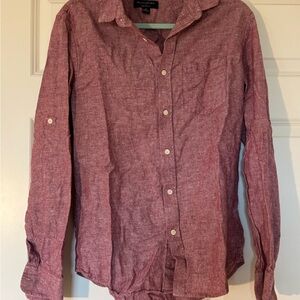 Banana Republic Men's Long-Sleeve Button-Down Shirt - Maroon Heather